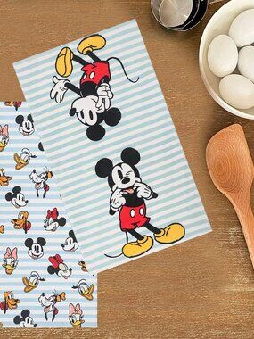 Disney Mickey Mouse Friends Kitchen Towels 2 Pack Blue Stripe Terry 15x26